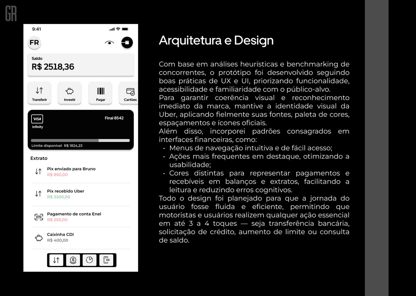 Uber Bank — tela de interface 08